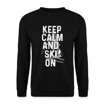 Bleiben Sie Ruhig Und Ski Auf - Skifahrer - Unisex Pullover - Schwarz - Vorne - Alina (178cm) & Michal (187cm)