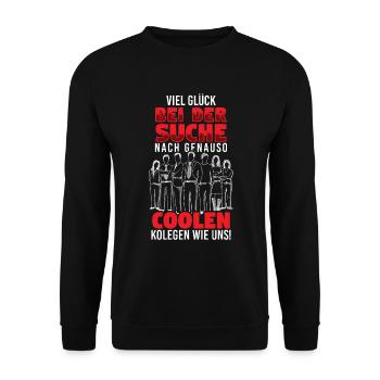 Jobwechsel Grafik Kollegin Coole Kollege Abschieds - Unisex Pullover - Schwarz - Vorne - Alina (178cm) & Michal (187cm)
