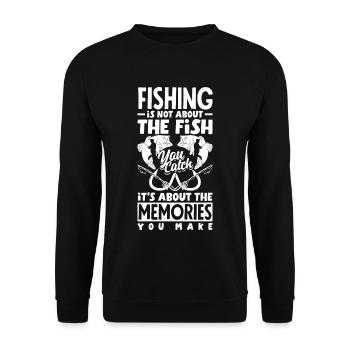 Fishing is about the Memories not the catch - Unisex Pullover - Schwarz - Vorne - Alina (178cm) & Michal (187cm)