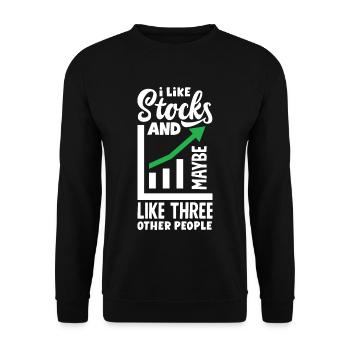 I Like Stocks And Maybe Three Other People - Unisex Pullover - Schwarz - Vorne - Alina (178cm) & Michal (187cm)
