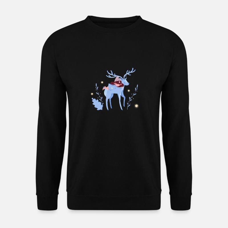 Child slumbers on deer - Unisex Sweatshirt - black