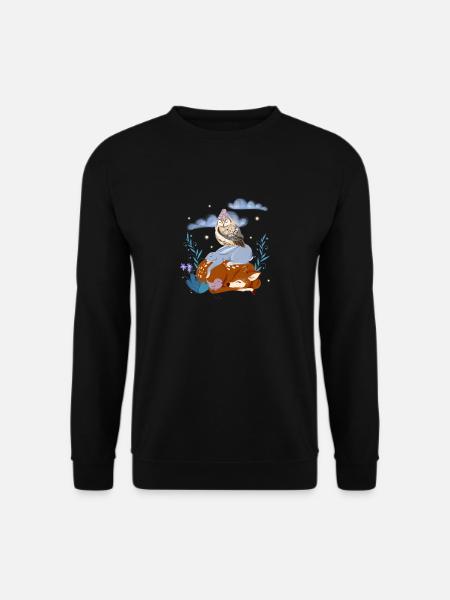Süße Tiere schlafen im Wald - Unisex Pullover - Schwarz