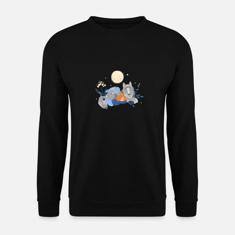 Kind schlummert mit Tieren - Unisex Pullover - Schwarz