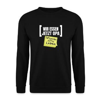 Grammatik Humor Wir Essen Jetzt Opa - Unisex Pullover - Schwarz - Vorne - Alina (178cm) & Michal (187cm)