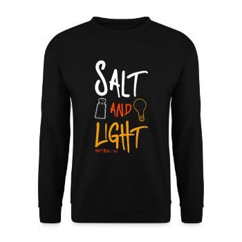 Messages Bible Sel de la Terre Lumière du Monde - Sweat-shirt Unisexe - noir - Devant - Alina (178cm) & Michal (187cm)