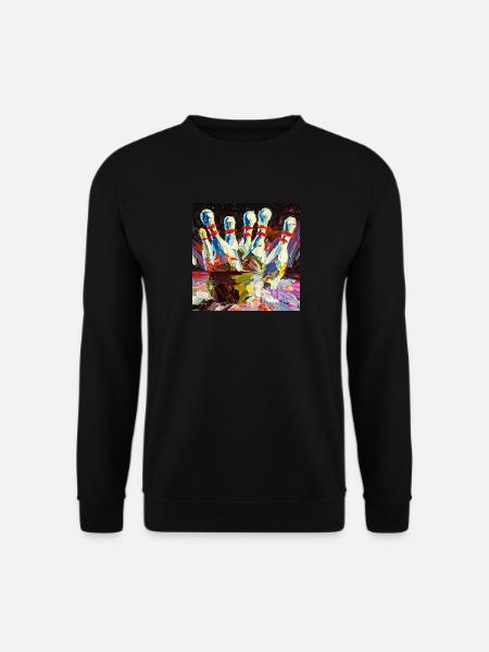Abstraktes farbiges Ölgemälde eines Bowling-Strikes - Unisex Pullover - Schwarz