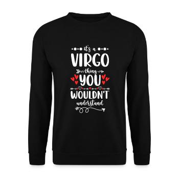 Horoskop Geburtstag Erde September - Unisex Pullover - Schwarz - Vorne - Alina (178cm) & Michal (187cm)