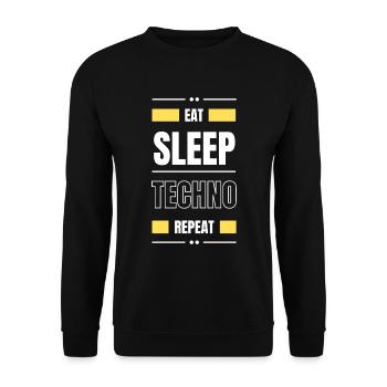 manger dormir techno répéter l’idée cadeau fête en disant - Sweat-shirt Unisexe - noir - Devant - Alina (178cm) & Michal (187cm)