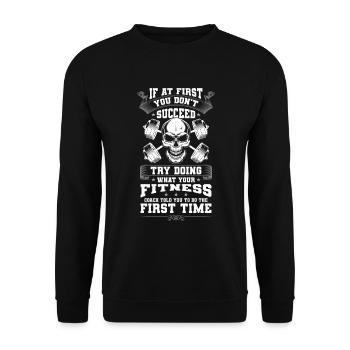 Fitness Trainer Muscles Sports Workout - Unisex Sweatshirt - black - Front - Alina (178cm) & Michal (187cm)