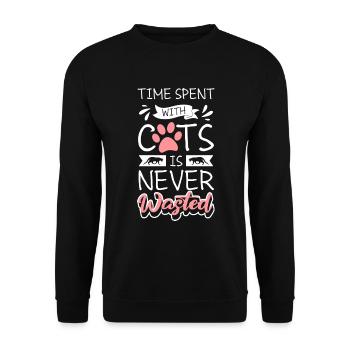 Chat Chat Ami Chat Maîtresse - Sweat-shirt Unisexe - noir - Devant - Alina (178cm) & Michal (187cm)