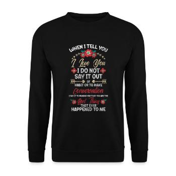 Herz Abenteuer Erste Liebe - Unisex Pullover - Schwarz - Vorne - Alina (178cm) & Michal (187cm)