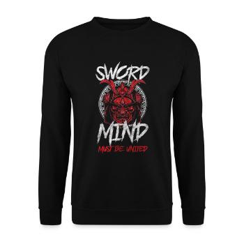 Japan Schwert Mut - Unisex Pullover - Schwarz - Vorne - Alina (178cm) & Michal (187cm)
