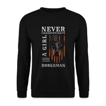 Dobermann Hundebesitzer Diensthunde Hundeliebe - Unisex Pullover - Schwarz - Vorne - Alina (178cm) & Michal (187cm)