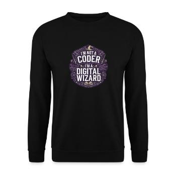 I'm Not a Coder I'm a Digital Wizard Programmierer - Unisex Pullover - Schwarz - Vorne - Alina (178cm) & Michal (187cm)