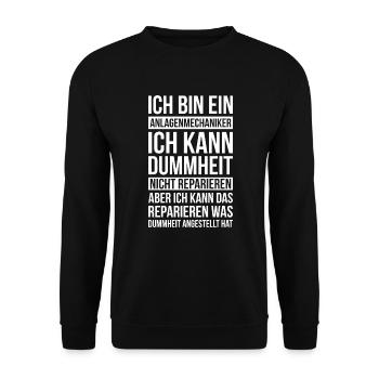 Anlagenmechaniker Geschenkidee - Unisex Pullover - Schwarz - Vorne - Alina (178cm) & Michal (187cm)