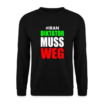 diktator muss weg iran - Unisex Pullover - Schwarz - Vorne - Alina (178cm) & Michal (187cm)