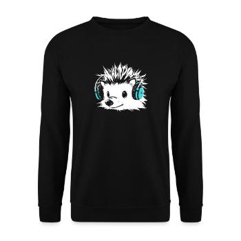 Igel mit Kopfhörer - Unisex Pullover - Schwarz - Vorne - Alina (178cm) & Michal (187cm)