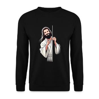 Homme barbu amical pointant Design - Sweat-shirt Unisexe - noir - Devant - Alina (178cm) & Michal (187cm)