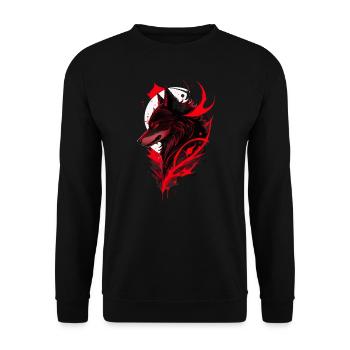 Red and Black Wolf Head at the moon - Unisex Sweatshirt - black - Front - Alina (178cm) & Michal (187cm)