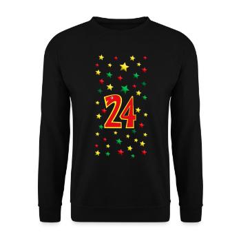 24.Geburtstag oder Weihnachten mit vielen Sternen. - Unisex Pullover - Schwarz - Vorne - Alina (178cm) & Michal (187cm)
