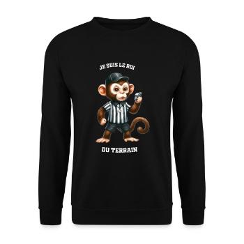 Singe Arbitre - je suis le roi du terrain - Sweat-shirt Unisexe - noir - Devant - Alina (178cm) & Michal (187cm)