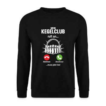 Kegeln Kegelclub Ruft An Kegel - Unisex Pullover - Schwarz - Vorne - Alina (178cm) & Michal (187cm)