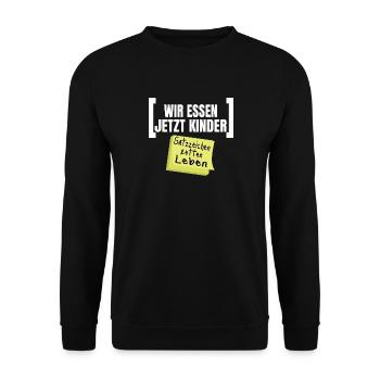 Eltern Grammatik Humor Wir Essen Jetzt Kinder - Unisex Pullover - Schwarz - Vorne - Alina (178cm) & Michal (187cm)