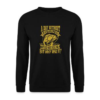 Day without fishing - Unisex Sweatshirt - black - Front - Alina (178cm) & Michal (187cm)