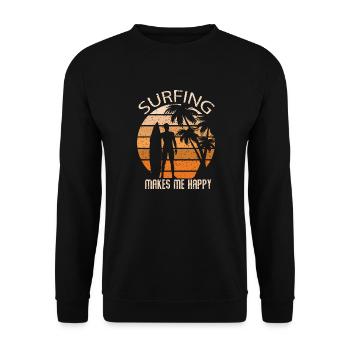 Surfing makes me happy - Unisex Pullover - Schwarz - Vorne - Alina (178cm) & Michal (187cm)