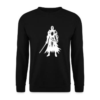 Ritter mit Schwert - Unisex Pullover - Schwarz - Vorne - Alina (178cm) & Michal (187cm)