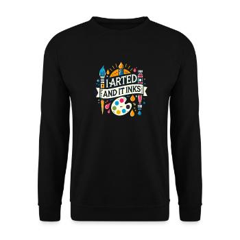 I Arted And It Inks - Unisex Pullover - Schwarz - Vorne - Alina (178cm) & Michal (187cm)