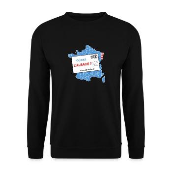 Wo liegt das Elsass? - Unisex Pullover - Schwarz - Vorne - Alina (178cm) & Michal (187cm)