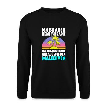 Therapie Malediven T-Shirt Geschenkidee - Unisex Pullover - Schwarz - Vorne - Alina (178cm) & Michal (187cm)