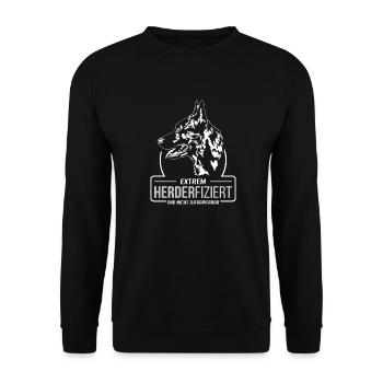 HERDERFIZIERT Hollandse Herder Hunde Hund Wilsigns - Unisex Pullover - Schwarz - Vorne - Alina (178cm) & Michal (187cm)