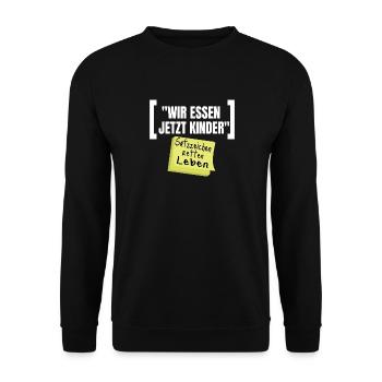 Grammatik Humor Wir Essen Jetzt Kinder - Unisex Pullover - Schwarz - Vorne - Alina (178cm) & Michal (187cm)
