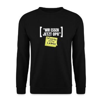 Grammatik Humor Wir Essen Jetzt Opa - Unisex Pullover - Schwarz - Vorne - Alina (178cm) & Michal (187cm)