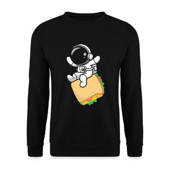 Sandwich Fast Food Astronaut Astronomy - Unisex Sweatshirt - black - Front - Alina (178cm) & Michal (187cm)