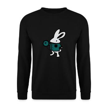 Kaninchen + Uhr - Unisex Pullover - Schwarz - Vorne - Alina (178cm) & Michal (187cm)