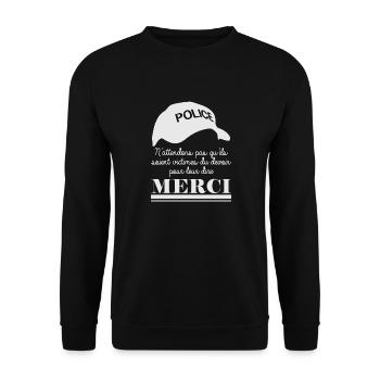 Victime Devoir Policier Fond N - Sweat-shirt Unisexe - noir - Devant - Alina (178cm) & Michal (187cm)