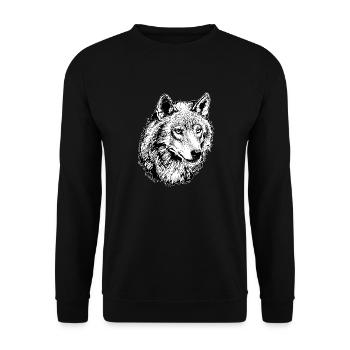 Wolf - Unisex Pullover - Schwarz - Vorne - Alina (178cm) & Michal (187cm)