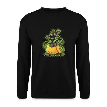 Halloween Black Witch Cat in Pumpkin - Unisex Sweatshirt - black - Front - Alina (178cm) & Michal (187cm)