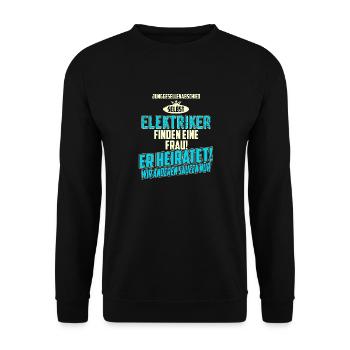 JGA Team - Elektriker - strong sky blue - - Unisex Pullover - Schwarz - Vorne - Alina (178cm) & Michal (187cm)