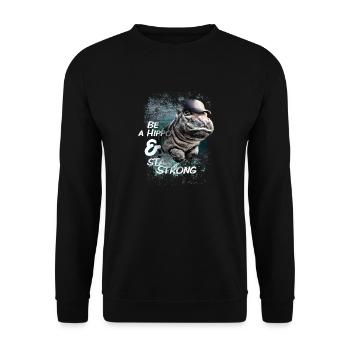 hippo love - Unisex Pullover - Schwarz - Vorne - Alina (178cm) & Michal (187cm)