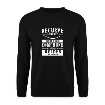Bogenschießen Bogenschütze Recurve - Unisex Pullover - Schwarz - Vorne - Alina (178cm) & Michal (187cm)