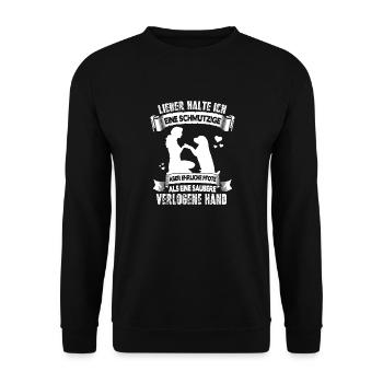 Lieber eine dreckige Pfote als eine verlogene Hand - Unisex Pullover - Schwarz - Vorne - Alina (178cm) & Michal (187cm)