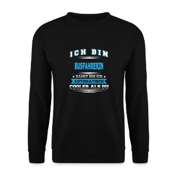 BUSFAHRERIN - Unisex Pullover - Schwarz - Vorne - Alina (178cm) & Michal (187cm)