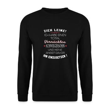 verrückter Schwiegersohn - Unisex Pullover - Schwarz - Vorne - Alina (178cm) & Michal (187cm)