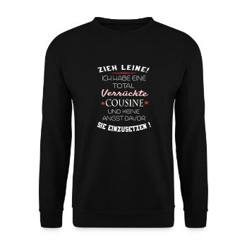 total verrückte Cousine - Unisex Pullover - Schwarz - Vorne - Alina (178cm) & Michal (187cm)