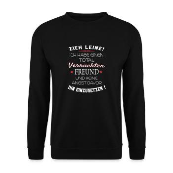 total verrückter Freund - Unisex Pullover - Schwarz - Vorne - Alina (178cm) & Michal (187cm)