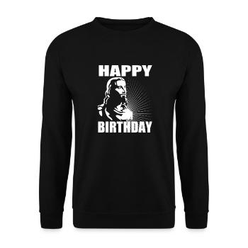 Happy Birthday - Unisex Pullover - Schwarz - Vorne - Alina (178cm) & Michal (187cm)